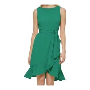 Calvin Klein Asymmetrical Dress in Emerald
